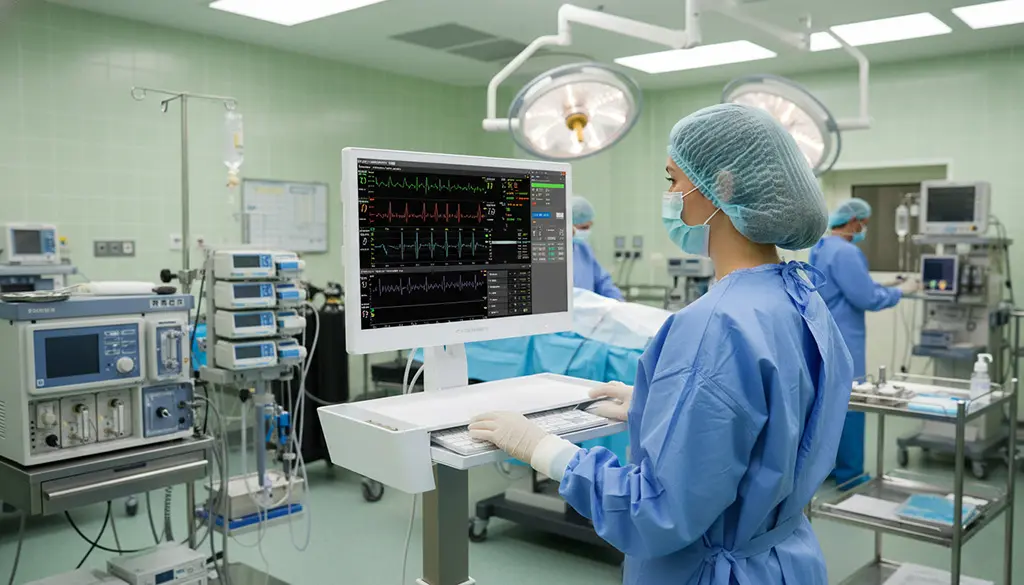 מחשב רפואי CyberMed בשימוש רופא מרדים בחדר ניתוח